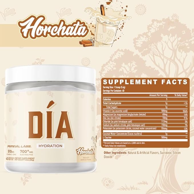 DIA Hydration Electrolyte + Immunity Powdered Drink Mix | Latino Aguas Frescas Flavors | Vitamin C Zinc &amp Taurine | Low Sugar 1 gram per serving | Daily Hydration Drink Mix | 40 Servings | Horch