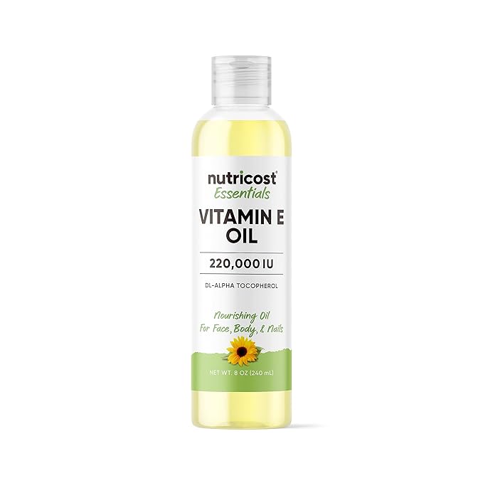 Nutricost Essentials Vitamin E Oil (8 Ounces / 230000 IU) | Vitamin E Oil for Skin Hair and Nails