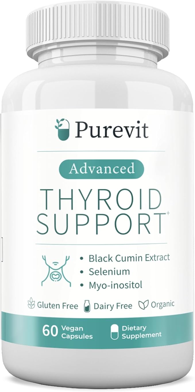 Advanced Thyroid Support Supplement with Black Cumin Extract Selenium Myo-inositol Thyroid Support for Hashimotos and Hypothyroidism 60 Capsules