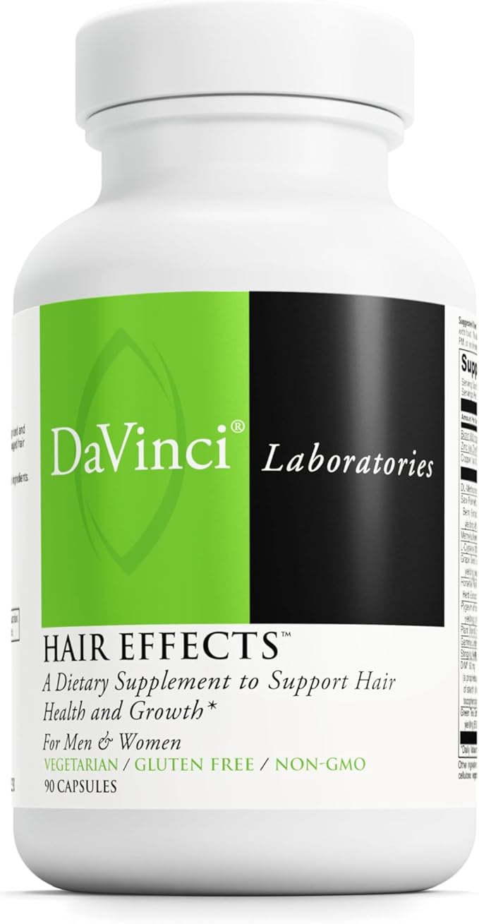 DAVINCI Labs Hair Effects - Dietary Supplement to Support Healthy Hair Growth and Skin* - with Biotin Zinc Copper Saw Palmetto and Grape Seed Extract - Gluten-Free - 90 Vegetarian Capsules