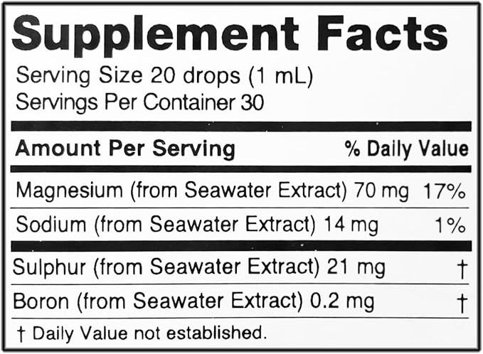 Oriel Liquid Magnesium Drops for Balance Rapid Absorption Free Ion Magnesium Minerals and 78 Trace Elements Supports Electrolyte Balance Muscle and Nervous System Function 30 ml 30-Day Supply