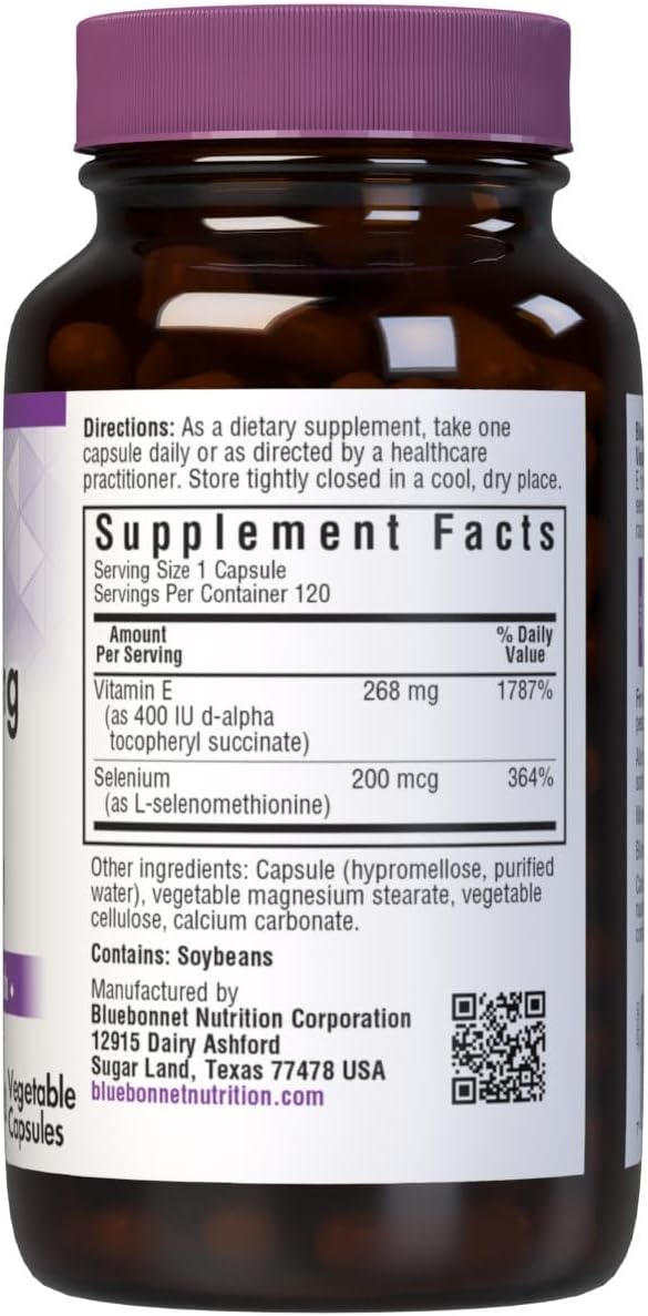 BlueBonnet Dry E-400 IU Plus Selenium Vegetarian Capsules 120 Count White