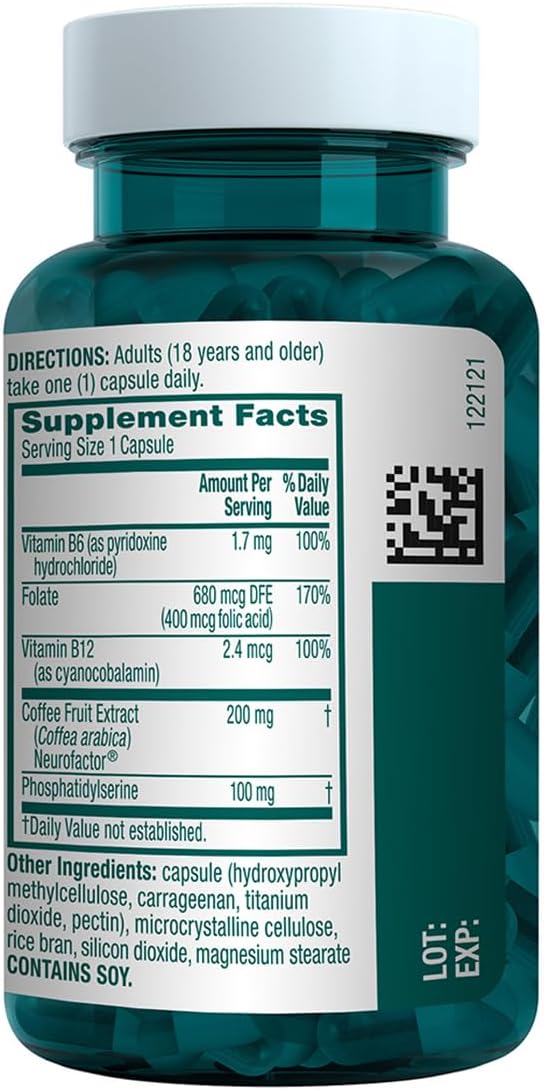 NEURIVA Plus Brain Supplement for Memory and Focus Clinically Tested Nootropics for Concentration for Mental Clarity Cognitive Enhancement Vitamins B6 B12 Phosphatidylserine 30 Capsules