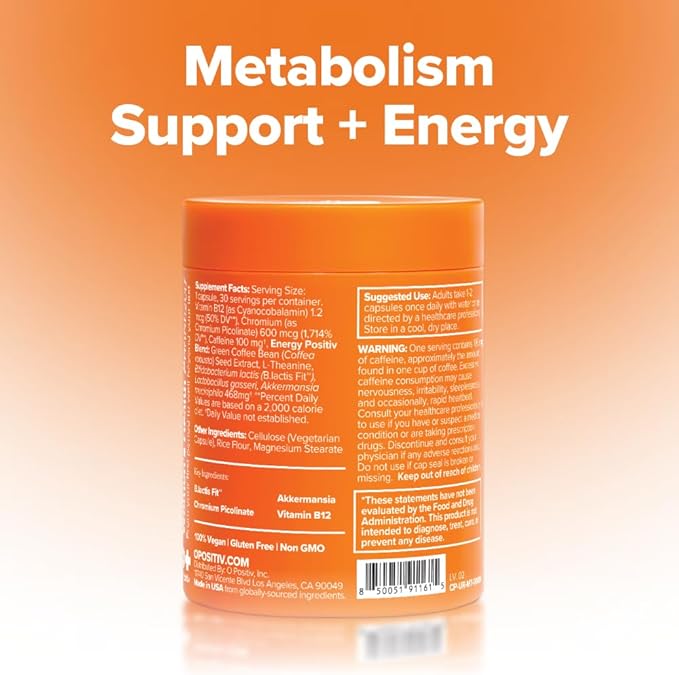URO Metabolism + Probiotic Support Capsules – Metabolism Gut Health &amp Sustained Energy – with Chromium Picolinate Green Coffee Bean Extract &amp Targeted Probiotics – 1 Month Supply – 30 Servin