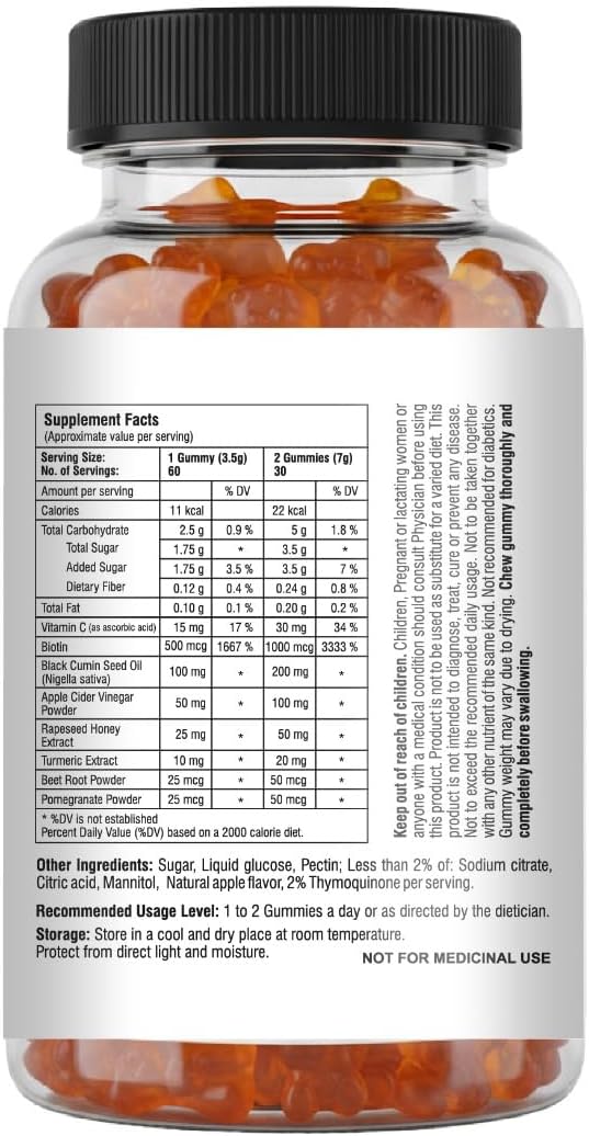 Mishas Nutraceuticals Black Seed Oil and Honey Gummies 2% Thymoquinone Immune Support Joint Health 60 Count