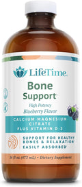 LIFETIME Bone Support Calcium Citrate Magnesium Citrate and Vitamin D-3 Relaxation Bone and Muscle Support Formula Easy Absorption Blueberry Flavor Approximately 32 Servings 16 FL OZ