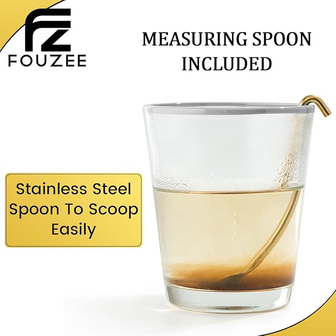 FOUZEE Pure Himalayan Mountains Shilajit - 77% + Fulvic Acid Authentic Hard Consistency Natural Source of Fulvic Acid Over 85 Trace Minerals Includes Stainless Steel Spoon (50 Grams)