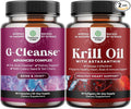 Bundle of GCleanse Uric Acid Support Supplement and Antarctic Krill Oil Softgels - Herbal Liver and Kidney Cleanse Detox and Support - High Absorption Krill Oil Omega 3 Fatty Acid Supplement