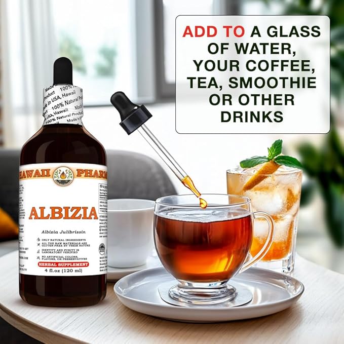 Hawaii Pharm Albizia Extract Tincture for Mood Balance Promotes Calm Supports Emotional Well-Being Eases Sleep Troubles Encourages Relaxation - 4 fl.oz