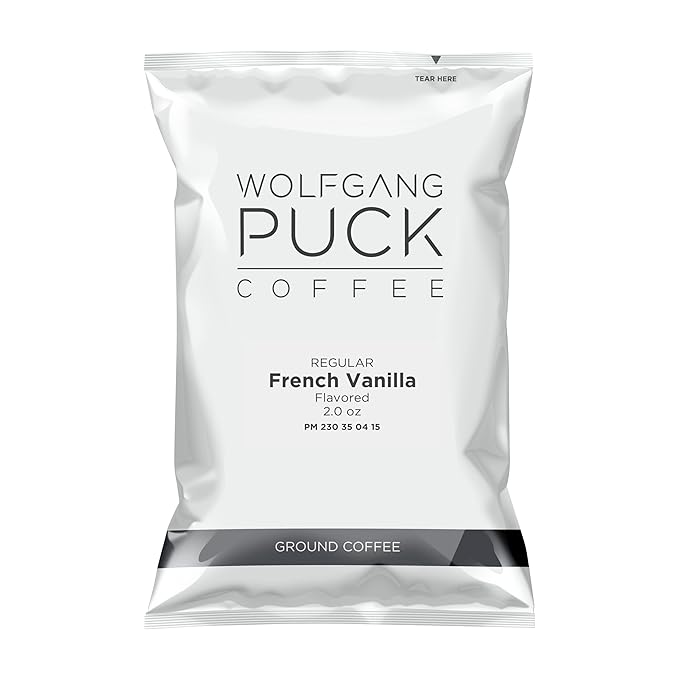 Wolfgang Puck Coffee French Vanilla each 2.0 ounce Portion Pack makes 8-10 cups (Pack of 18)