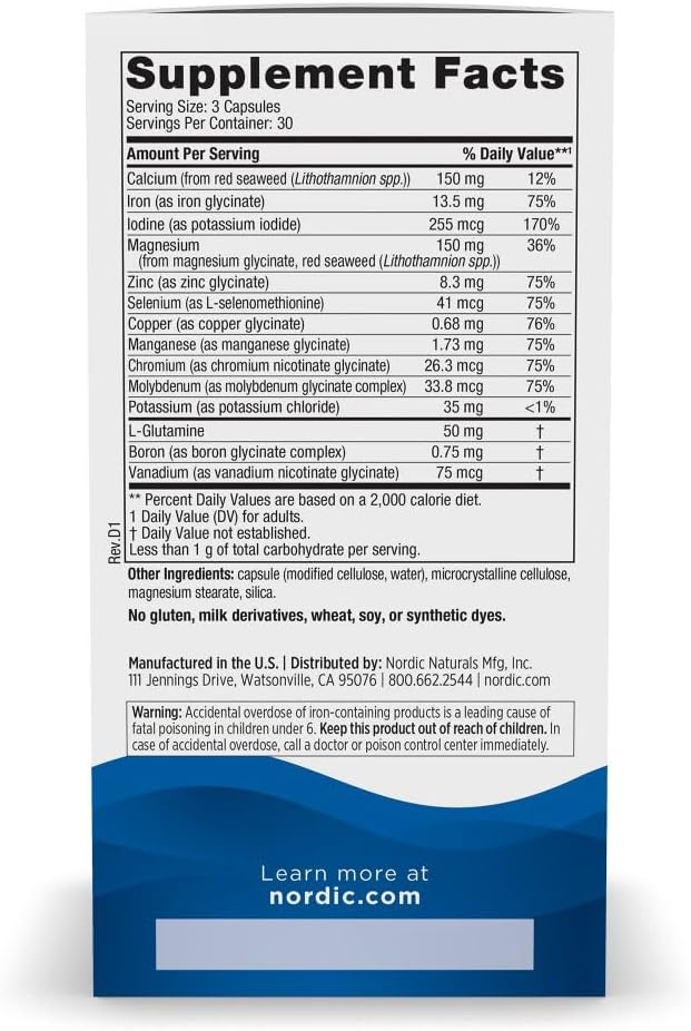Nordic Naturals Multi Minerals Unflavored - 90 Capsules - 11 Essential Minerals - Optimal Health &amp Wellness - Certified Vegan - Non-GMO - 30 Servings