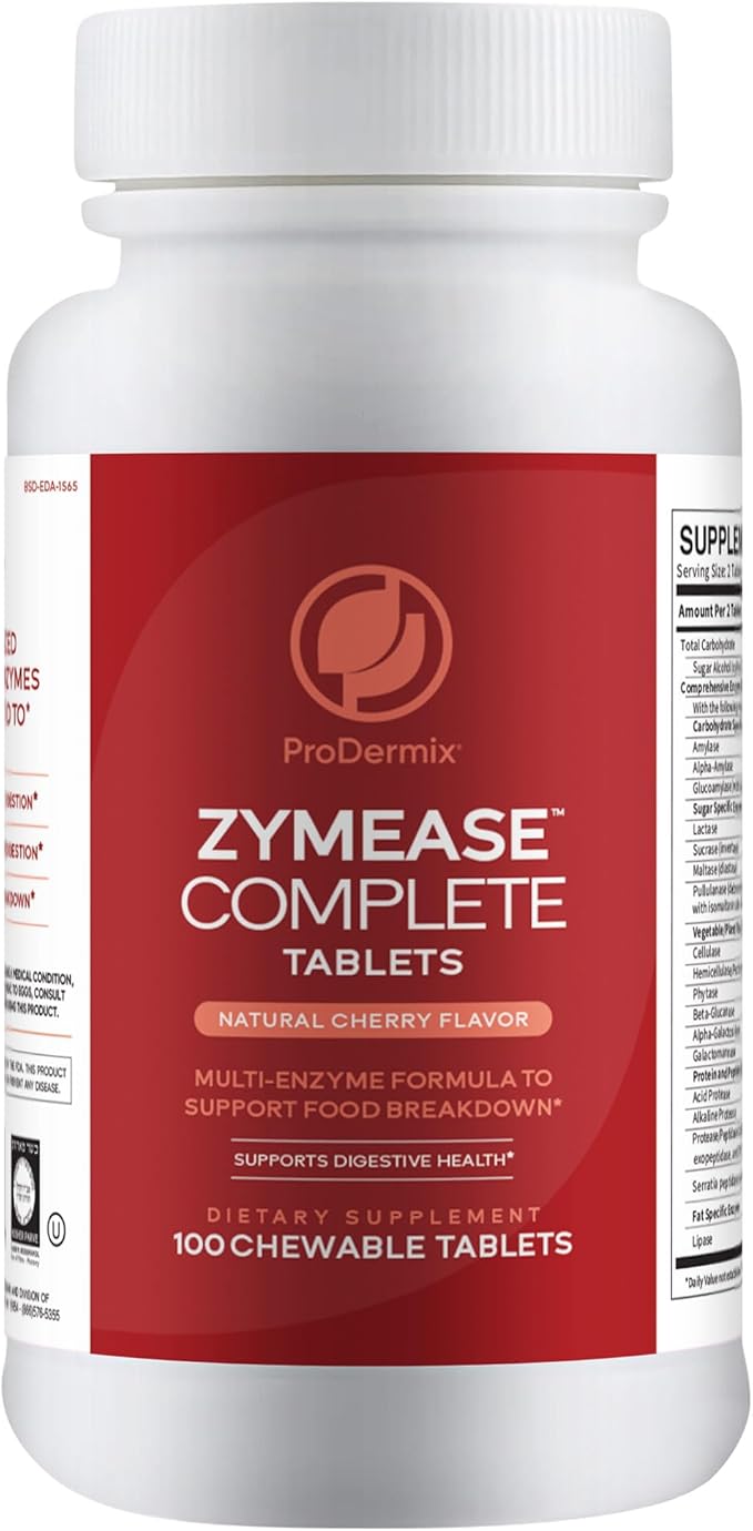 ZymEase Complete Capsules Multi Enzyme Formula for Digestive Health Comfort Probiotic for Digestion and Food Breakdown (100 Chewable Tablets)