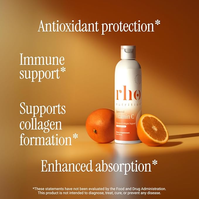 Rho Nutrition Liposomal Vitamin C – Ultra High Absorption Liquid Vitamin C Supplement - Supports Immune System Collagen Production and Overall Health for Men and Women