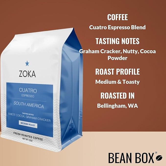 Cuatro Espresso Blend - Roasted by Zoka Coffee - Freshly Ground Coffee - 2 Pound Bag