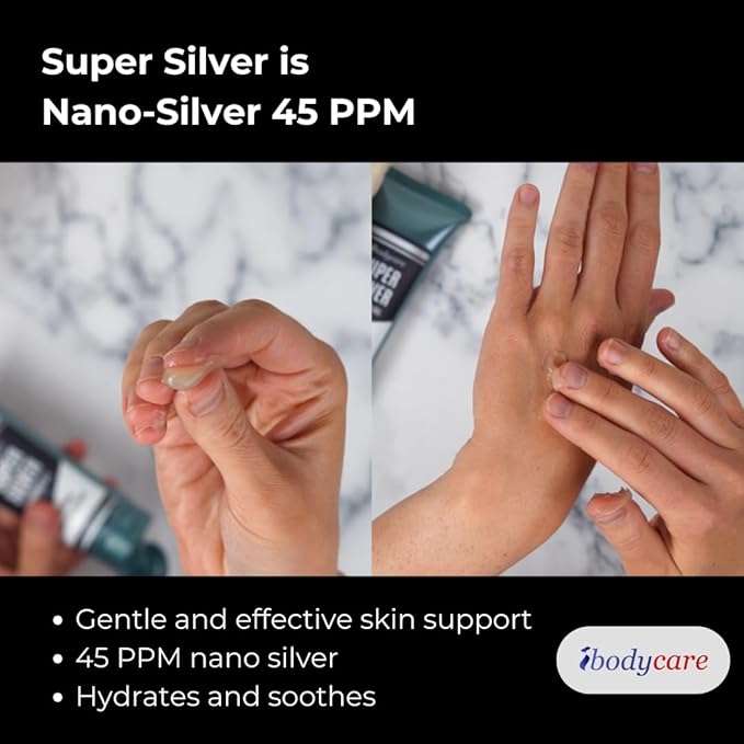 Super Silver Colloidal Silver Gel Nano-Silver 45 PPM Skin Gel for Skin Comfort &amp Wellness Healing Moisturizing and Soothing - 4 Oz Various Sizes