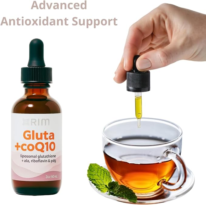 xrim Gluta+CoQ10 – Liposomal Glutathione with CoQ10 PQQ Alpha Lipoic Acid &amp Riboflavin | Antioxidant Support &amp Cellular Function – 30 Servings (2oz Liquid)