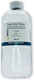 True Ionic Colloidal Silver (20ppm) - 500 mL in Clear BPA Free Plastic Bottle