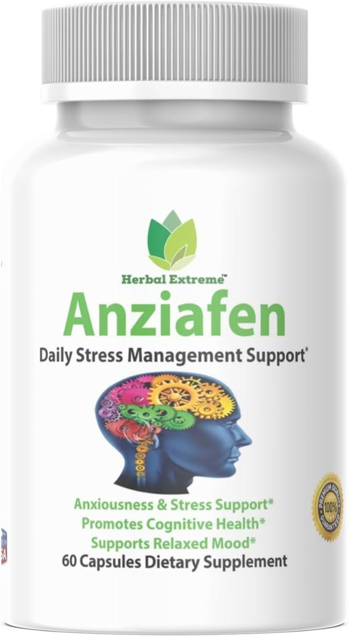 Anziafen Mood Modifying Herbal Supplement 60 Capsules 831 mg Crenulata Extract Lutein Ashwagandha Chamomile Gaba Lemon Balm Chinese Skullcap