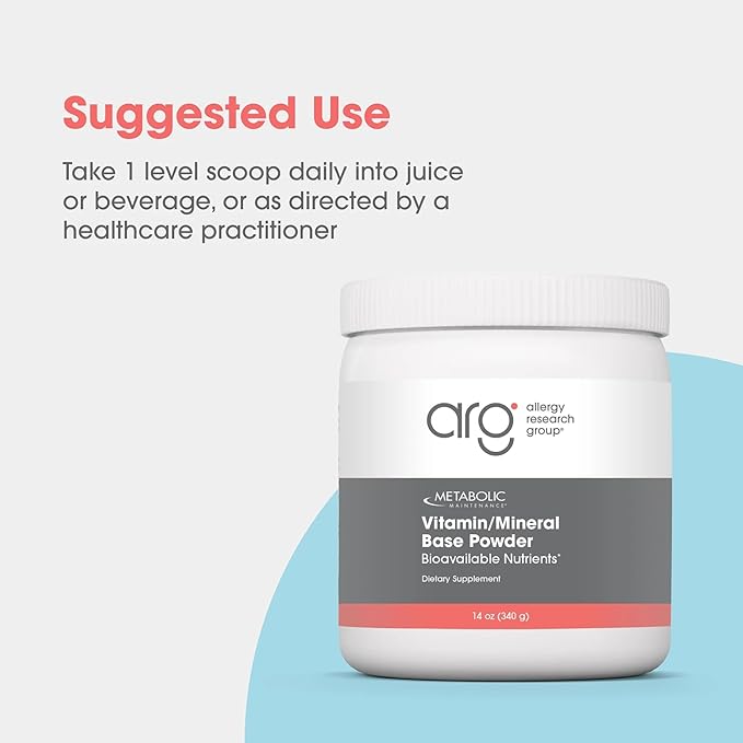 Metabolic Maintenance Vitamin Mineral Base Powder - Iron Free Multivitamin with Active B Vitamins + Chelated Minerals (340 Grams 60 Servings)