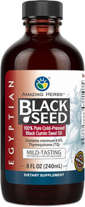 Amazing Herbs Egyptian Black Seed Oil - Gluten Free Non GMO Cold Pressed Nigella Sativa Supports Digestive Health Immune Support Mild Flavor - 8 Fl Oz