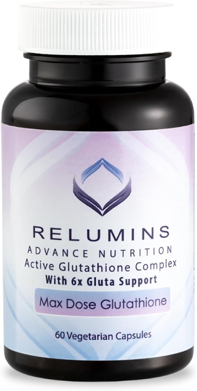 Relumins Advance White Active Glutathione Complex - Max Dose 900mg Glutathione with 6X Boosters ALA &amp NAC - Inner Glow Mother's Day Wellness Anti-Aging Skin Supplement - 60 Caps x 3 Bottles