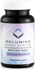 Relumins Advance White Active Glutathione Complex - Max Dose 900mg Glutathione with 6X Boosters ALA &amp NAC - Inner Glow Mother's Day Wellness Anti-Aging Skin Supplement - 60 Caps x 3 Bottles