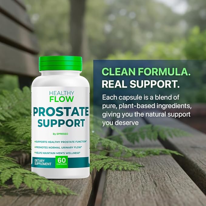 SPRESSO (1 Pack) Healthy Flow Capsules All Natrual Prostate Support Supplement Pills with Premium Ingredients Official HealthyFlow for Maximum Strength Overall Health &amp Wellness (60 Capsules)