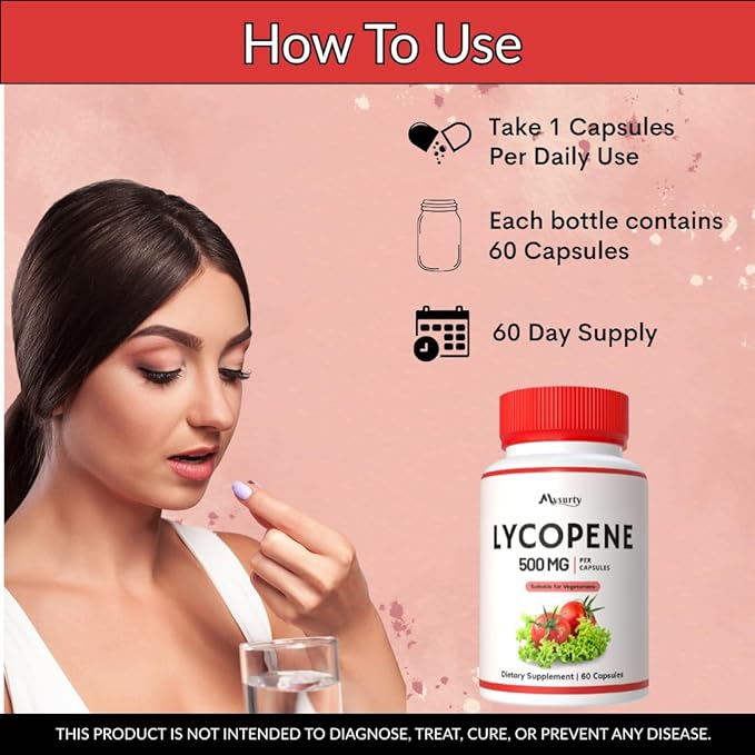 Lycopene | Lycopene Supplements for Men | lycopene 500mg | Supplements for Women - 60 Capsules (Pack 5)
