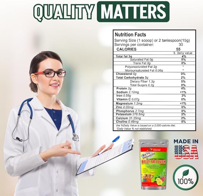NELCIA'S NATURAL HERBS Belly Fat Burner for Men &amp Women | Probiotics &amp Appetite Suppressant for Weight Loss Supplement Powder| Metabolism Booster Raspberry Ketones Green Tea|16 oz 30 Servings