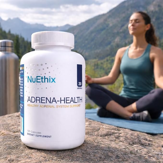 NuEthix Formulations Adrena-Health Dietary Supplement Support Cortisol Health Energy Levels Mood Moderation Adrenal Support Supplements for Women &amp Men Fatigue Supplement - 120 Capsules