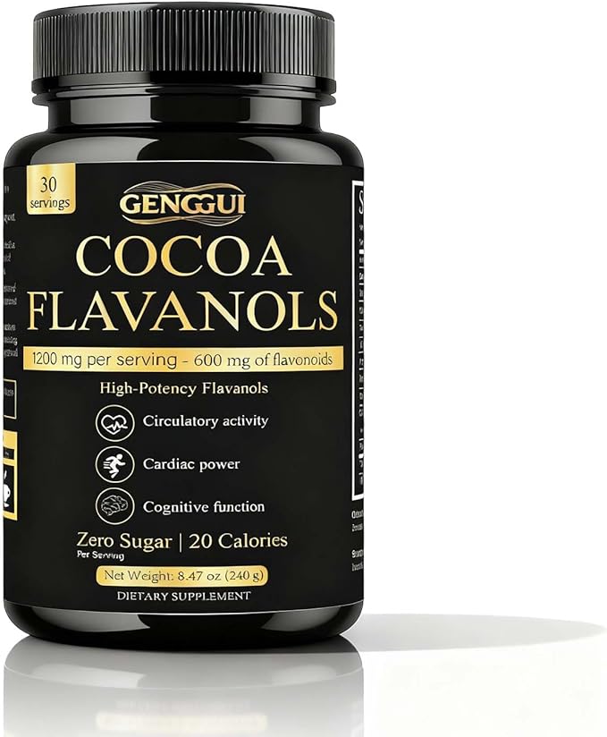 High Flavanol Cocoa Powder Supplement with 1200mg Flavanols &amp Flavonoids (600mg Epicatechin) for Heart Health Nitric Oxide Support &amp Energy 10X More Flavanols Than Regular Cocoa Powder (01)