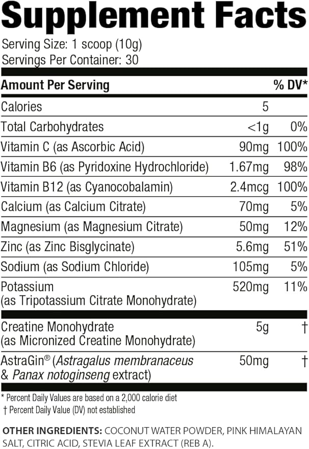FACTOR FORM Micronized Creatine Powder + Electrolytes from Coconut Water – Creatine Monohydrate Supplement for Women &amp Men for Strength Recovery and Focus (Lightly Sweet Unflavored)