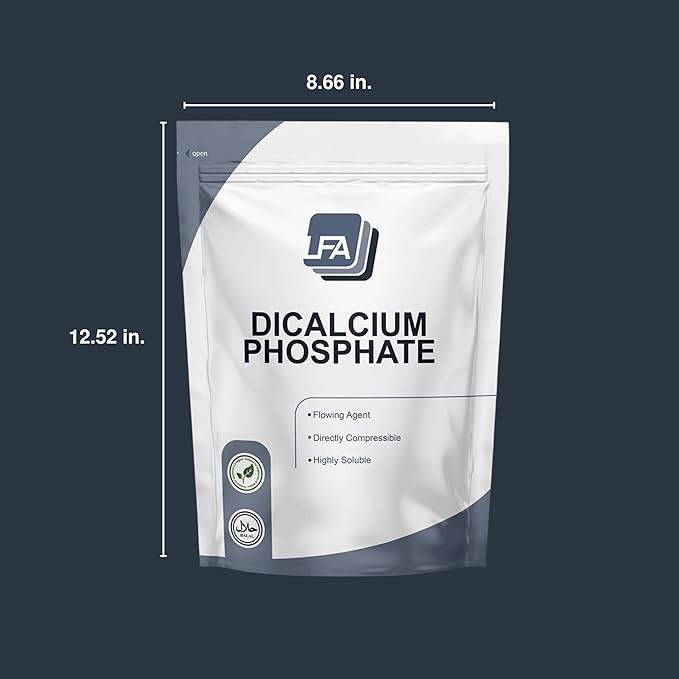 Dicalcium Phosphate Dihydrate DCPD Powder - 1 kg (2.2 lb) - Tablet &amp Capsule Flowing Agent - Food Anti-Caking Agent &amp Supplement Filler