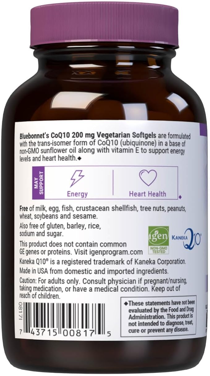 Bluebonnet CoQ-10 Vegetarian Softgels 200 mg 60 Count