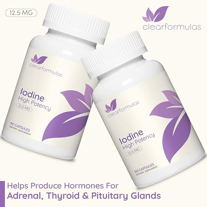 High Potency Potassium Iodine Supplement - Potassium Iodide USP and Free Iodine Capsules 12.5mg Precise Dosage Blend - Capsule Alternative to Lugol's Supplement for Thyroid Energy &amp Immunity (3 Mo