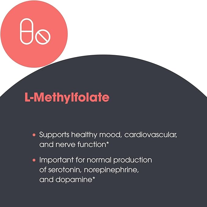 Metabolic Maintenance L-Methylfolate 5 mg - Supports a Healthy Mindset - Active Folate for Methylation Support &amp Biochemical Reactions - Highly Bioavailable - 90 Servings - 90 Capsules
