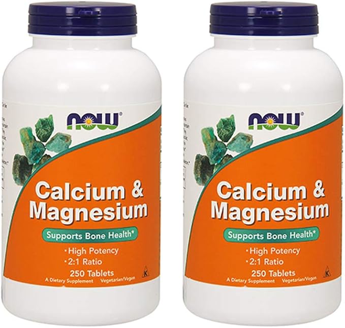 Now Foods Calcium &amp Magnesium 250 Tablets (Pack of 2)