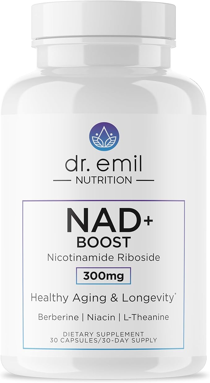 DR. EMIL NUTRITION NAD+ Boost - Nicotinamide Riboside Supplement for Longevity Healthy Aging &amp Cellular Regeneration - NAD Supplement with with Berberine L-Theanine &amp Niacin - 30-Day Supply