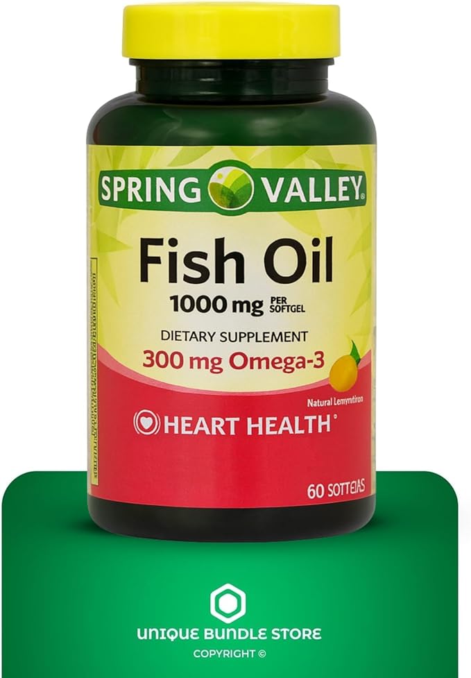 Omega 3 Fish Oil 1000mg – 60 Softgels Omega-3 Supplements for Women and Men Fish Oil Fatty Acid Daily Essential Supplement (Pack of 3)