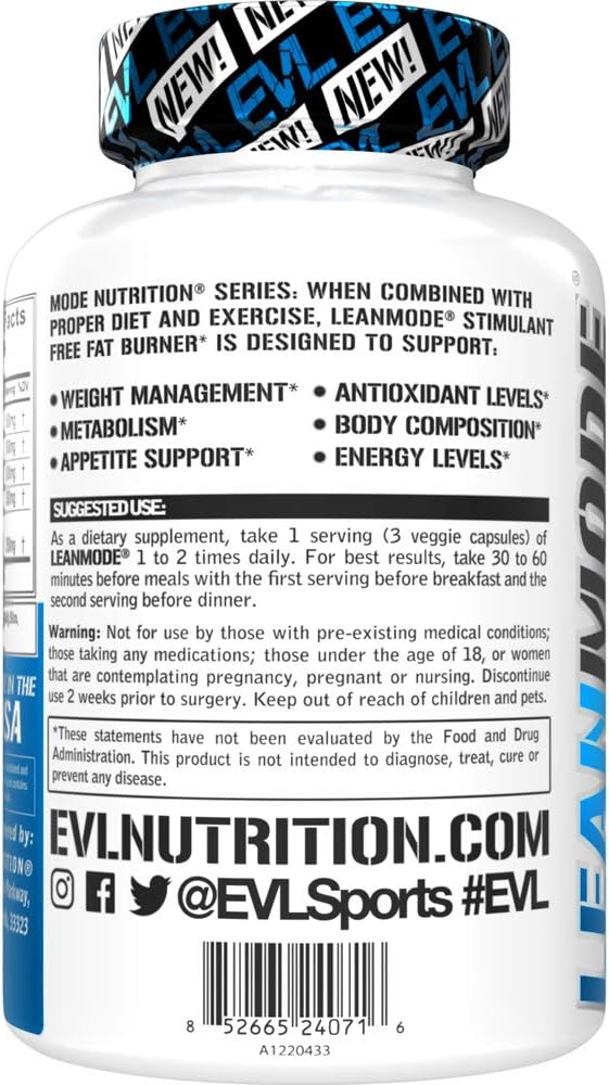 Evlution ZMatrix Magnesium and Zinc Post Workout Supplement (60 Servings) Plus LeanMode Multipurpose Fat Loss Support Supplement (50 Servings)