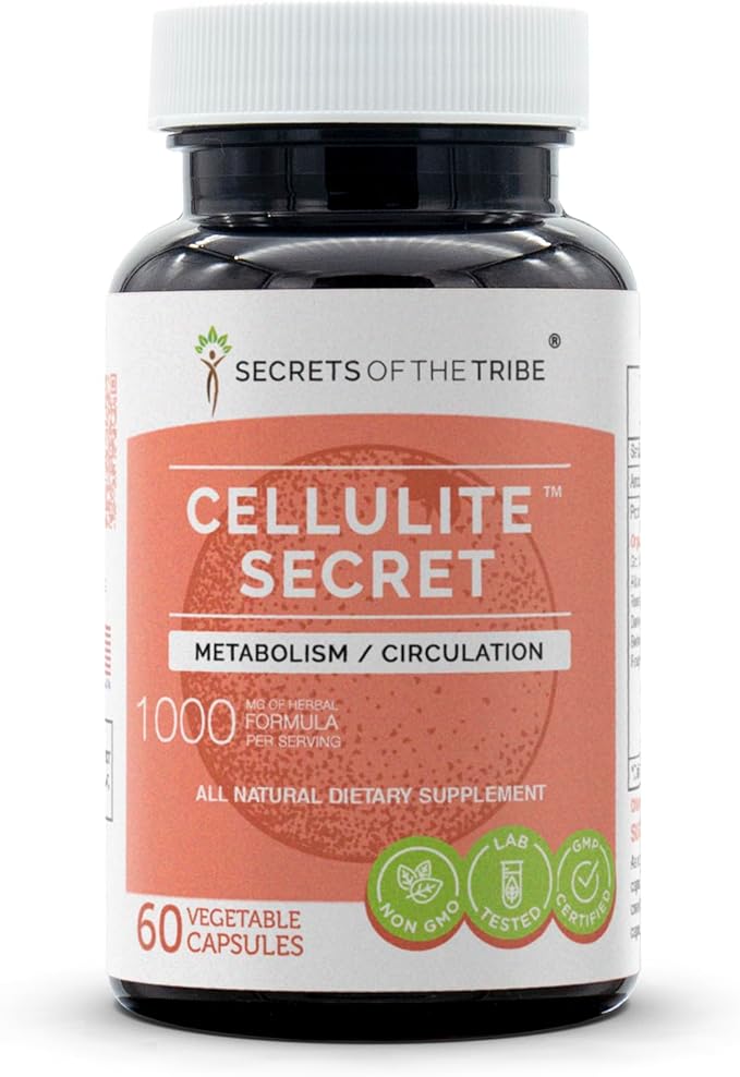 Secrets of the Tribe Cellulite Secret 60 Capsules 1000 mg Gotu Kola Alfalfa Rosemary Dandelion Beet Root Fenugreek Metabolism/Circulation (60 Capsules)