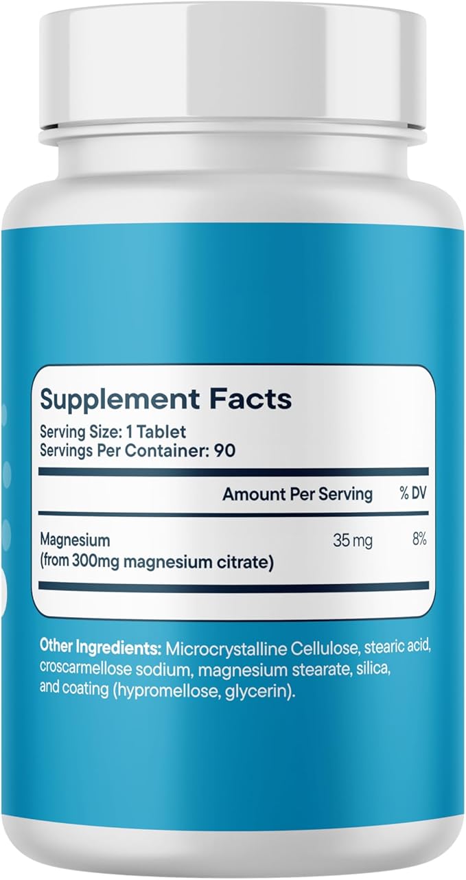 Santo Remedio Magnesium Supports Muscle Relaxation Dietary Supplement Magnesium Citrate 300 mg No Artificial Flavors No Artificial Colors 90 Tablets (90 Servings)