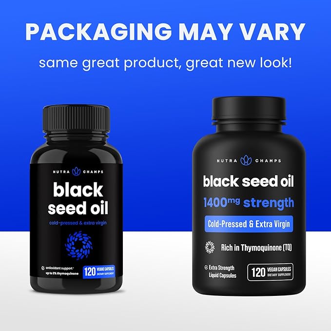 NutraChamps Black Seed Oil Organic Cold Pressed | 120 Vegan Softgel | Virgin Nigella Sativa Pills with Vitamin E &amp Thymoquinone | Rich in Omega 3 6 9 | Unrefined Black Cumin Seed Oil Capsules