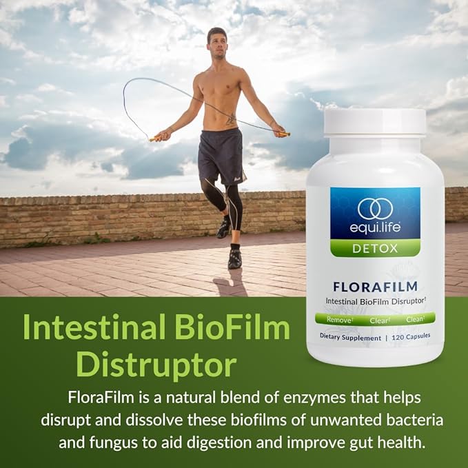 Equilife Florafilm Digestive Enzymes for Gut Flora Balance for Men and Women Gut Health and Immunity Support Supplement Supports Healthy Digestion Gluten Free Vegan Non GMO 120 Capsules