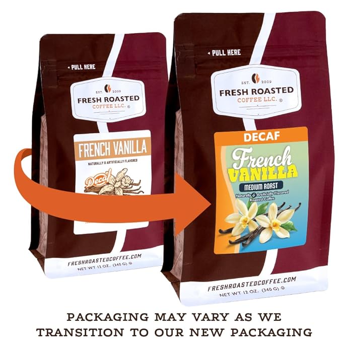 Fresh Roasted Coffee Decaf French Vanilla Flavored Coffee 5 lb (80 oz) Medium Roast Kosher Ground