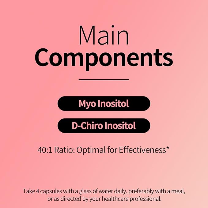 Myo-Inositol &amp D-Chiro Inositol (40:1 Ratio) - Supports Cycle Regularity &amp Ovarian Function - 240 Capsules 60-Day Routine Bundle
