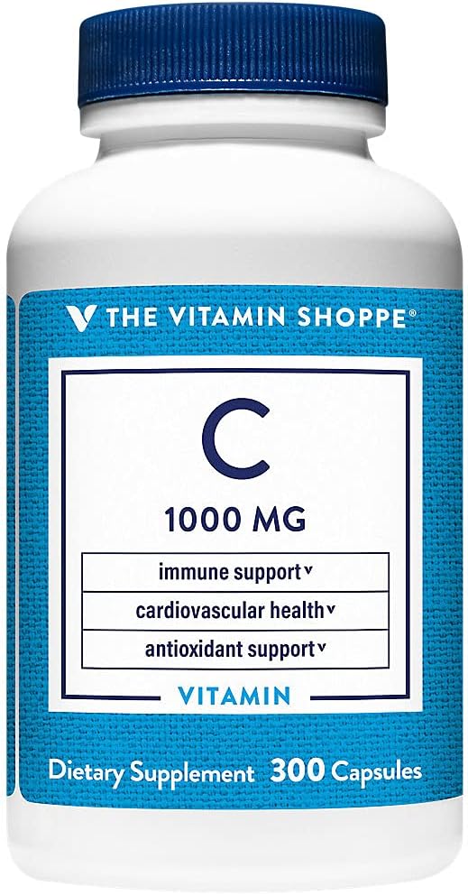 The Vitamin Shoppe Vitamin C 1000MG Antioxidant that Supports Immune and Cardiovascular Health (300 Capsules)
