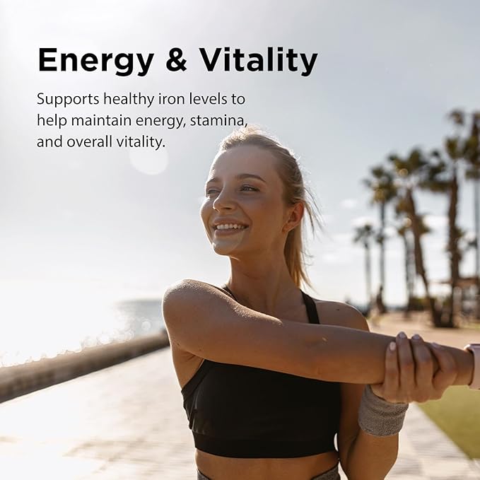 Flora Ferritin+ Delayed-Release Iron Supplement - Plant-Based Iron Supplement - Blood Cell &amp Energy Support - Vegan &amp Gluten-Free - Amber Glass Bottle - 60 Vegan Capsules