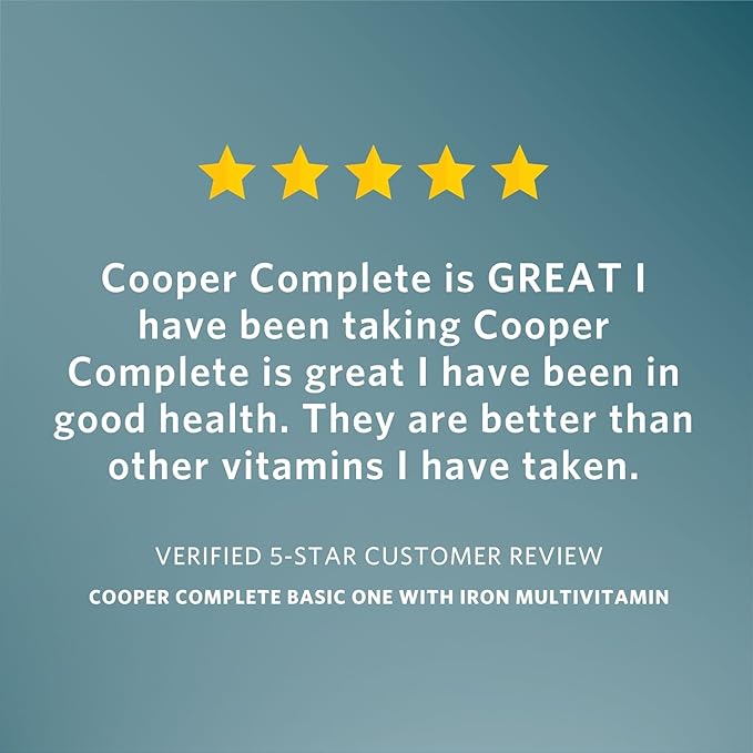 Cooper Complete - Basic One Multivitamin with Iron - Daily Multivitamin and Mineral Supplement with Iron - 60 Servings per Bottle. Pack of 3