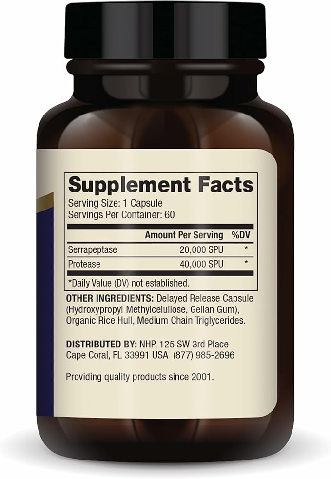 Dr. Mercola Serrapeptase Enzymes - Supports Healthy Cellular Function - Delayed Release - Non-GMO Gluten-Free &amp Soy-Free - 60 Capsules